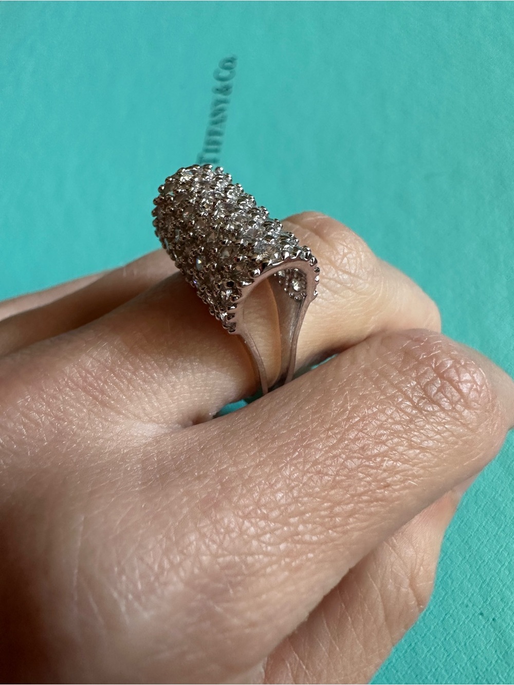 Vintage Sterling And Pave Set Faux Diamonds Ribbon Work Ring